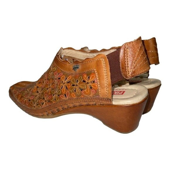 Pikolinos Women 38 Romana Leather Leather Lasercut Low Heel Closed Toe Sandals - Picture 2 of 5